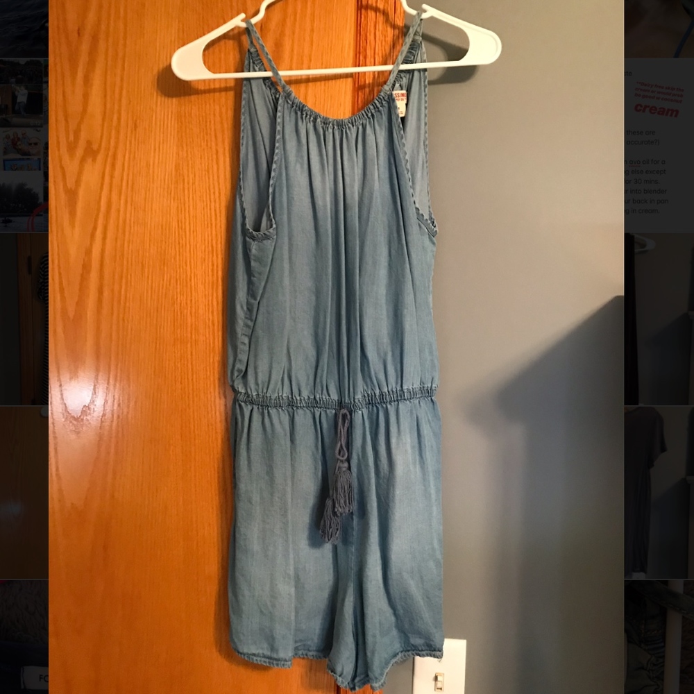 Blue chambray romper